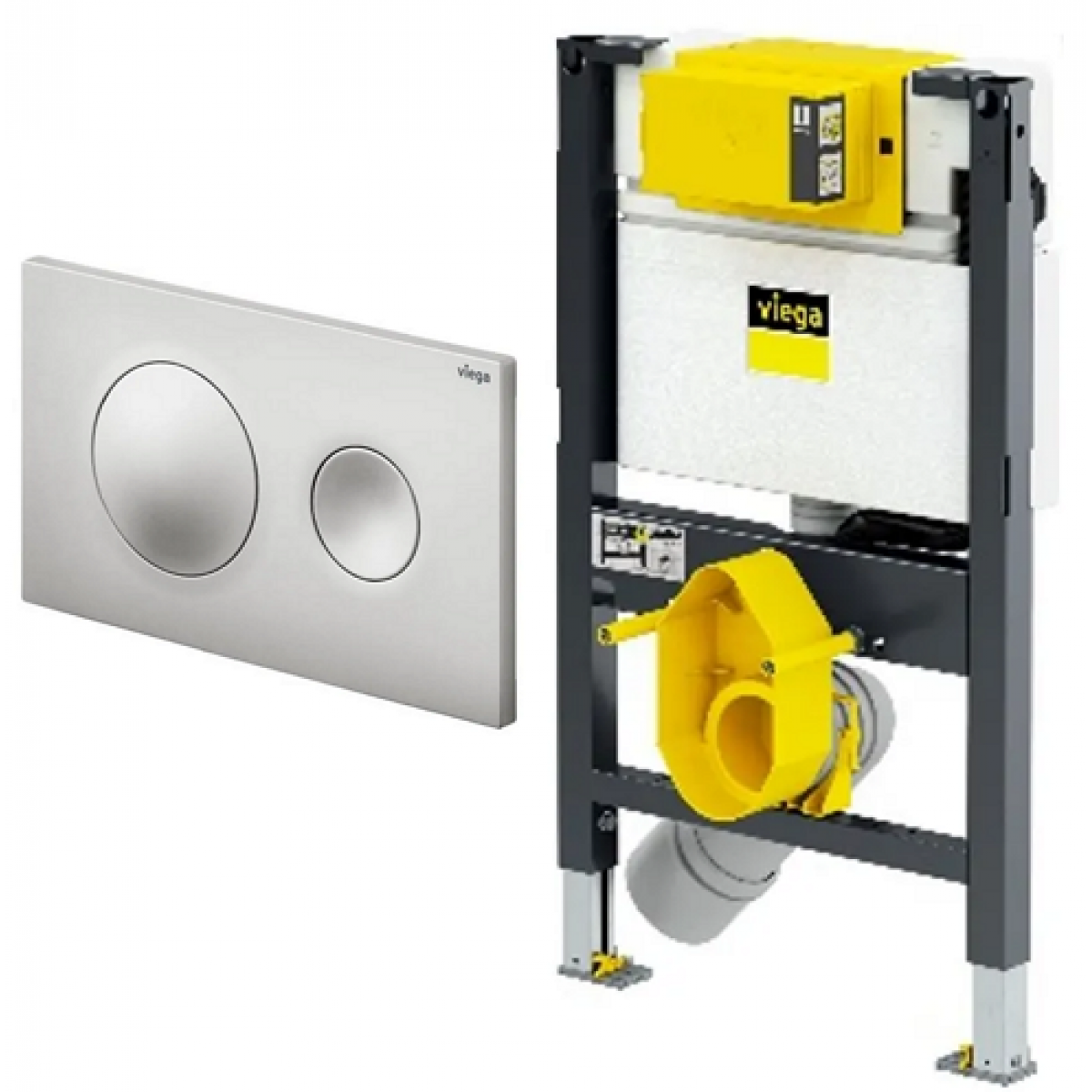 Viega 藏牆式水箱系統套裝：Prevista水箱連支架 (820mm) + Visign for Style 20沖水面板 (磨砂銀)